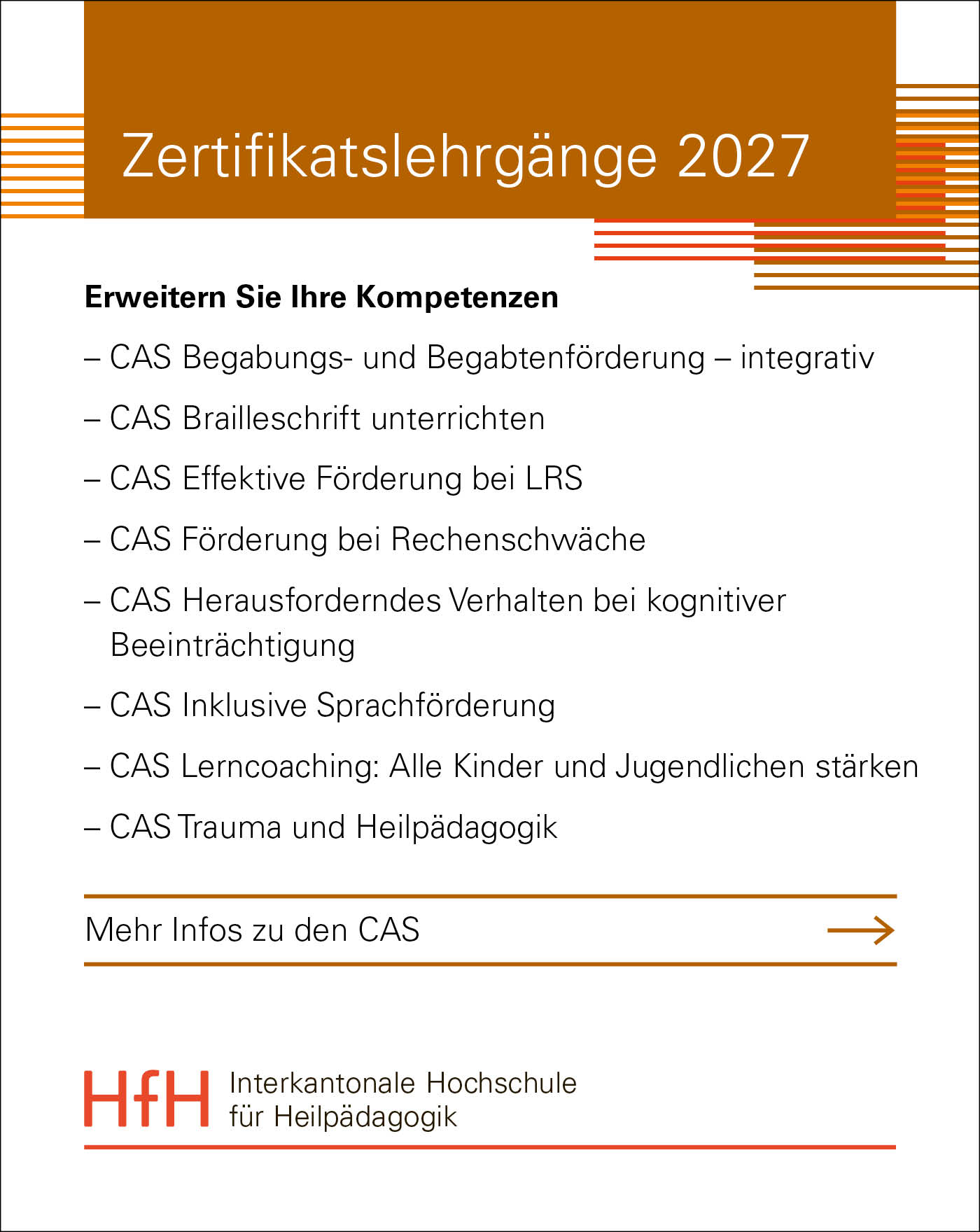Zertifikatslehrgänge 2027 der HfH